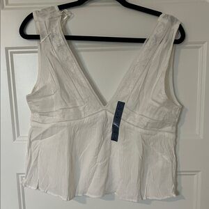 Elegant White V-Neck Women's Blouse